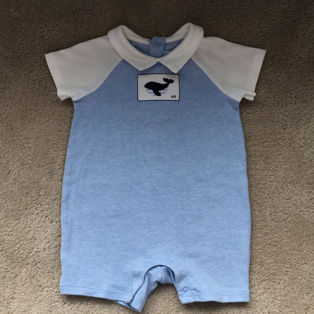 Janie and Jack baby boy whale romper size 6-12 mos